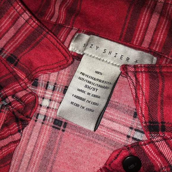 Red plaid button up shirt - Picture 3 of 3